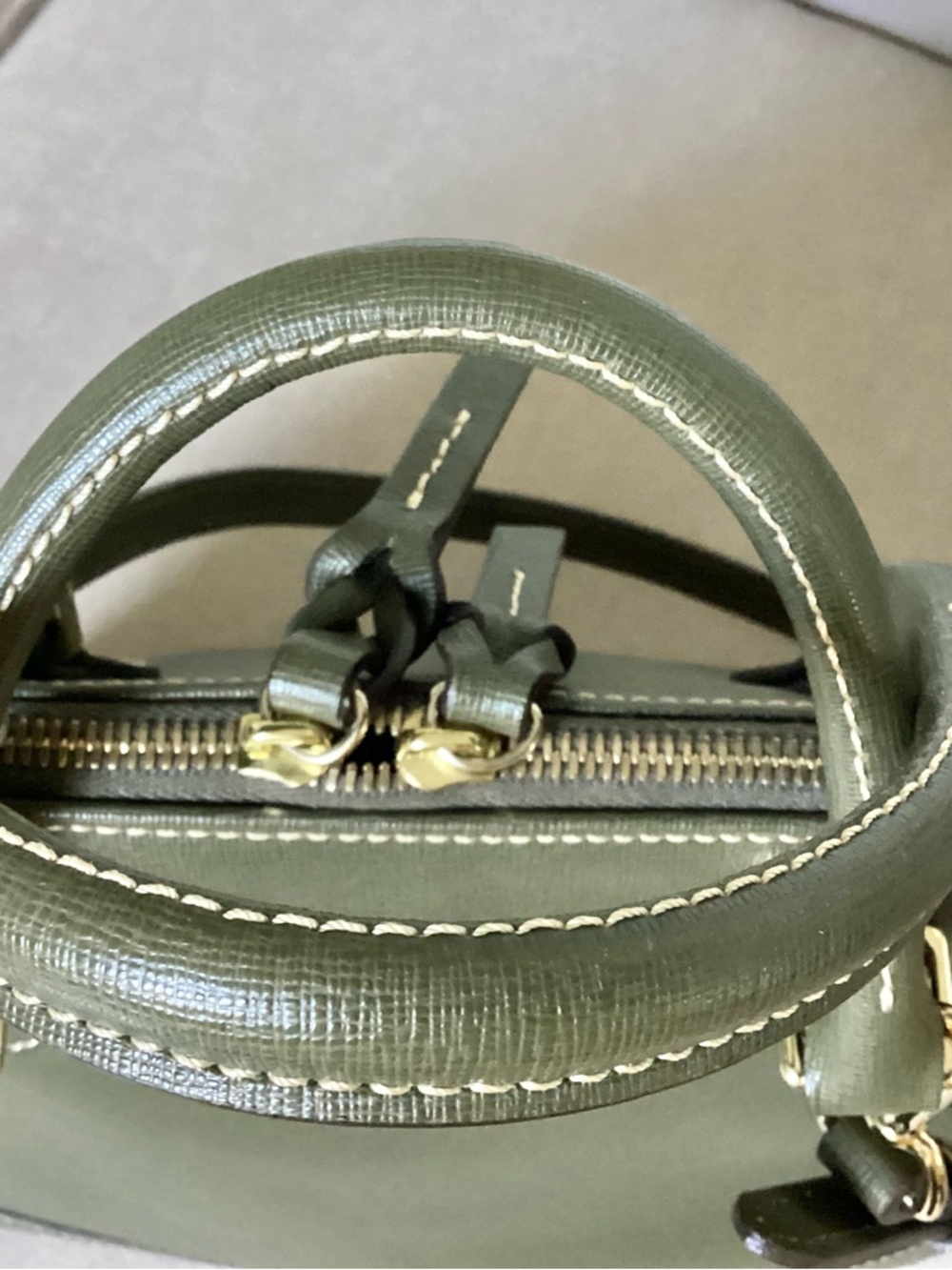 Dooney & Bourke Olive Saffiano Leather Satchel with Gold Hardware - Picture 9 of 13